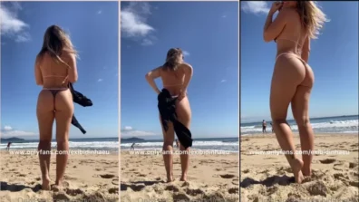 Exhibición de lais que muestra sus hermosas curvas en la playa