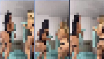 Cata González y delicioso amigo saltando en la cama