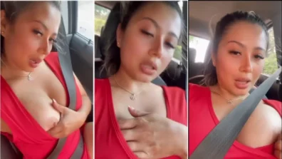 El porno solo se extiende Alejandra en el automóvil que muestra los senos